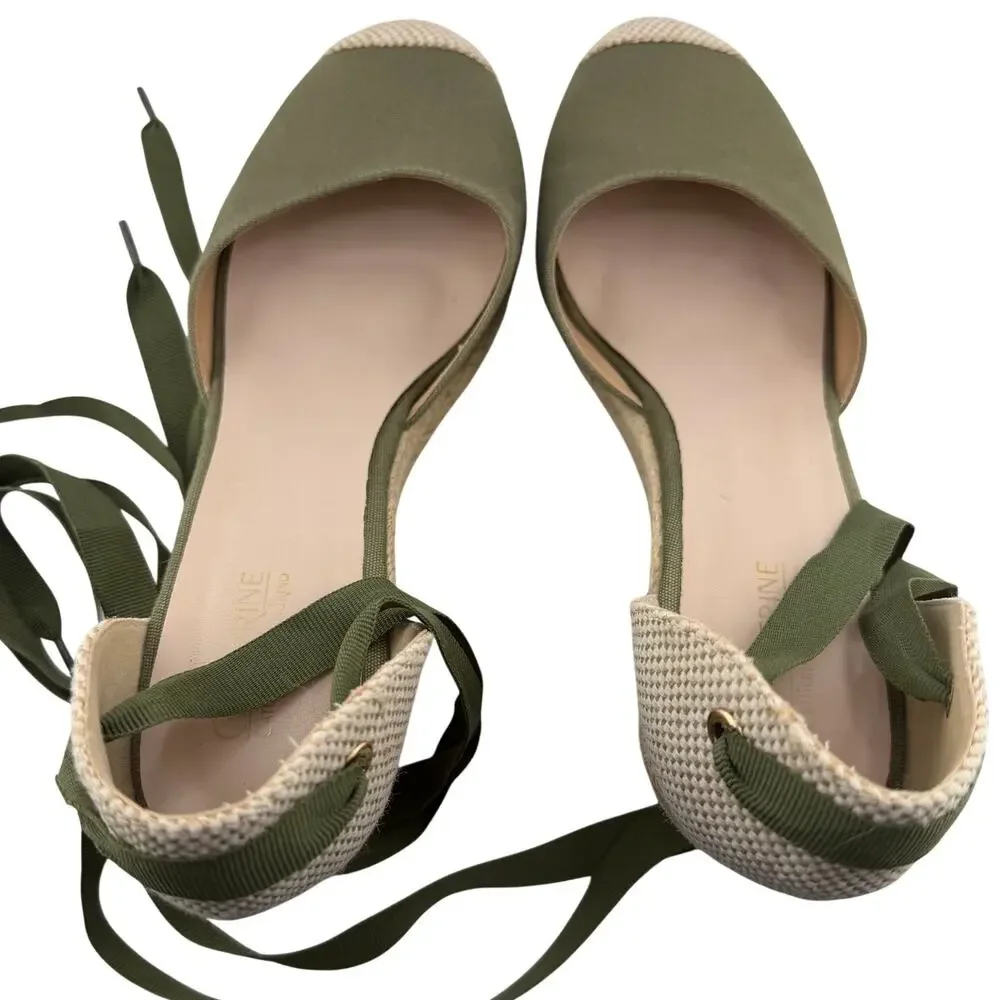 Catherine Malandrino Boho Kittley Green Espadrille Wedge Sandals Size 9 Shoes